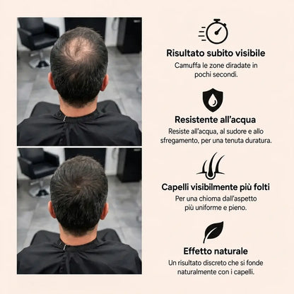 Risultato subito visibile, resistente all'acqua, capelli visibilmente più folti ed effetto naturale con fiberhair®