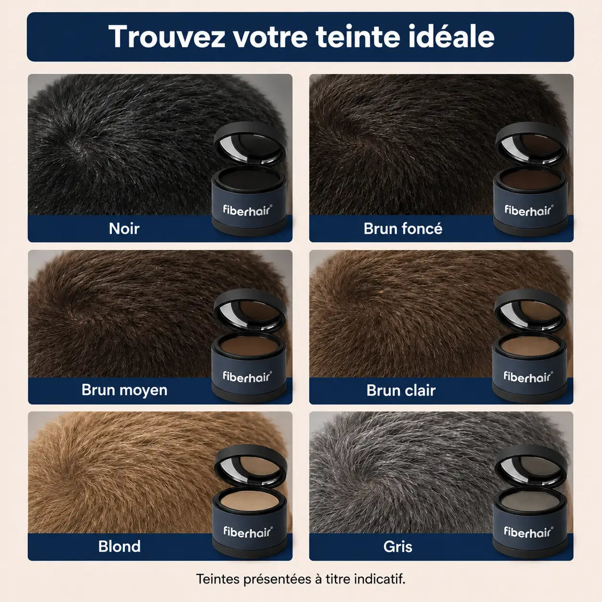 Boîte de poudre capillaire fiberhair, résistante à l'eau, pour redonner du volume et de la densité aux cheveux en quelques secondes